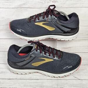 Brooks Adrenaline GTS 18 Mens Size 12 Black Gold Athletic Running Shoes Sneakers